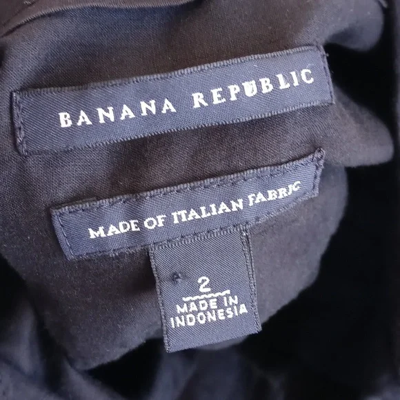 Banana Republic 3/4 Sleeve Black Soft Italian Cotton Button Down Shirt Dress 2 - Picture 10 of 16